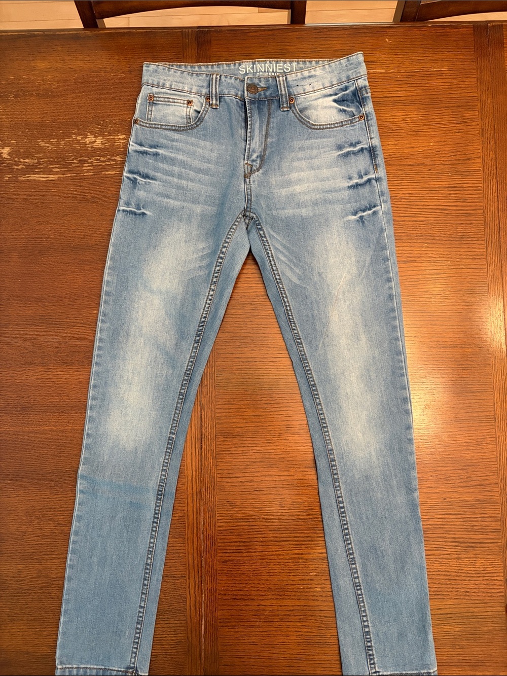 Light Blue Men's Skinny Jeans - Stretch Faded Denim